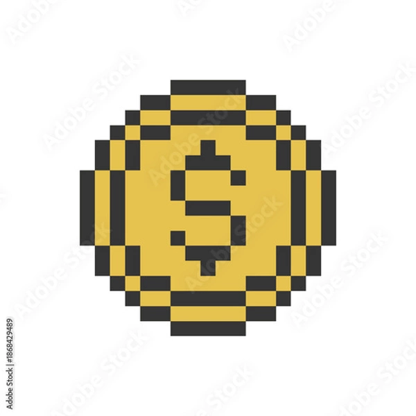 Obraz dollar coin pixel art retro