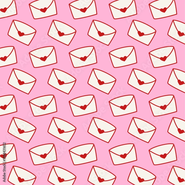 Obraz Love letters envelope valentine day pattern banner design vector