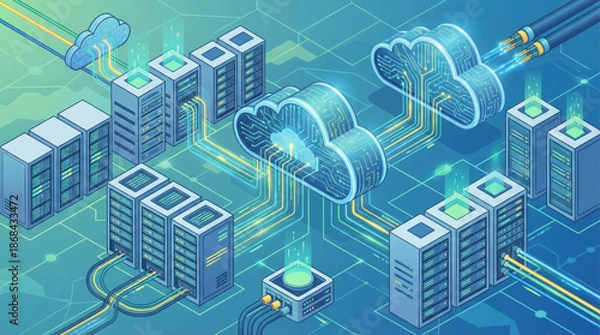 Obraz Modern Data Centers Connected to Cloud Infrastructure