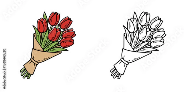 Obraz チューリップの花束のアイコンイラスト