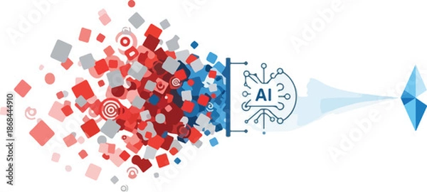 Obraz Artificial Intelligence Filtering Noise from Scientific Complexity Illustration