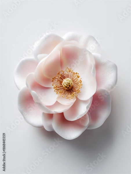 Obraz 淡いピンクのグラデーションが美しい一輪のアネモネのアップ