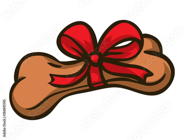 Obraz Dog Bone with Red Bow