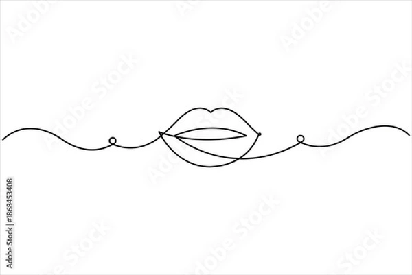 Obraz Lips continuous one line drawing art design