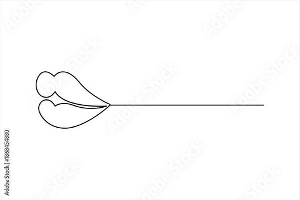 Obraz Lips continuous one line drawing art design
