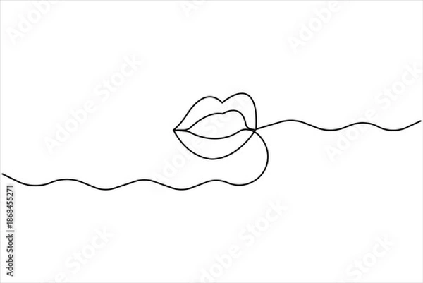 Obraz Lips continuous one line drawing art design