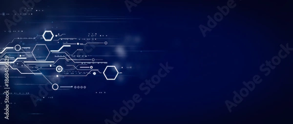 Obraz Abstract digital technology network blue background