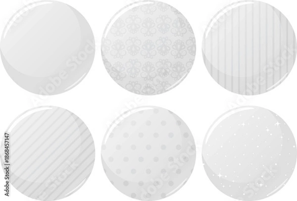 Obraz 缶バッジのフレーム6種セット　ホワイト