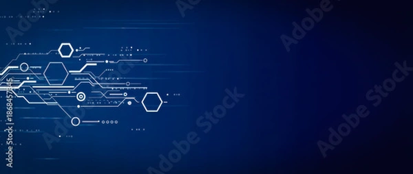 Obraz Abstract digital technology network blue background