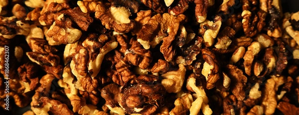 Obraz Walnuts texture. nuts background banner. food ingredient