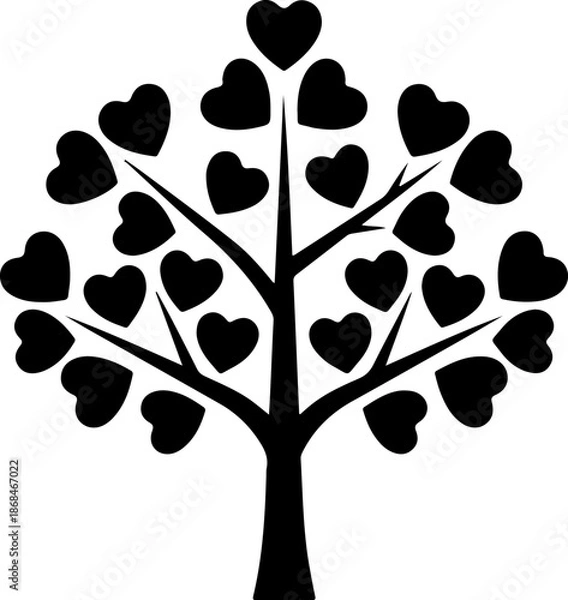 Obraz Heart Tree Silhouette Vector