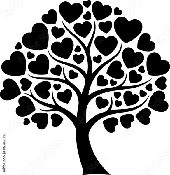 Obraz Heart Tree Silhouette Vector