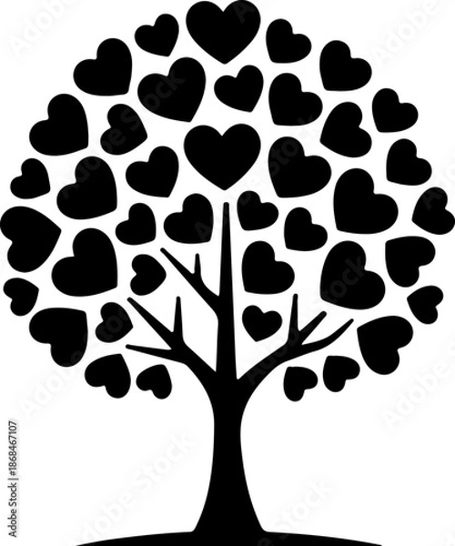 Obraz Heart Tree Silhouette Vector
