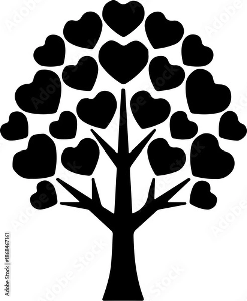 Obraz Heart Tree Silhouette Icon