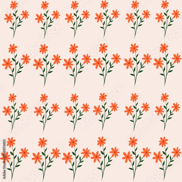 Fototapeta seamless orange floral pattern