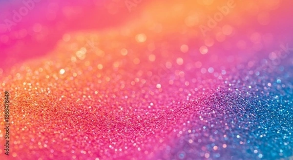 Obraz 光を美しく反射する多色グリッターが織りなす幻想的な抽象背景鮮やかなグラデーションが夢幻的に広がりきらめく粒子が煌びやかに舞い輝く特別な瞬間を彩る質感. AI Generated