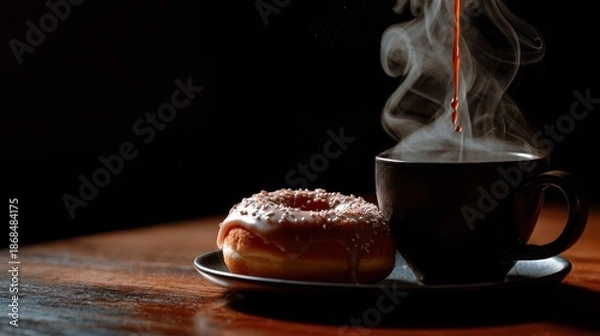 Obraz Donut and Coffee Pour