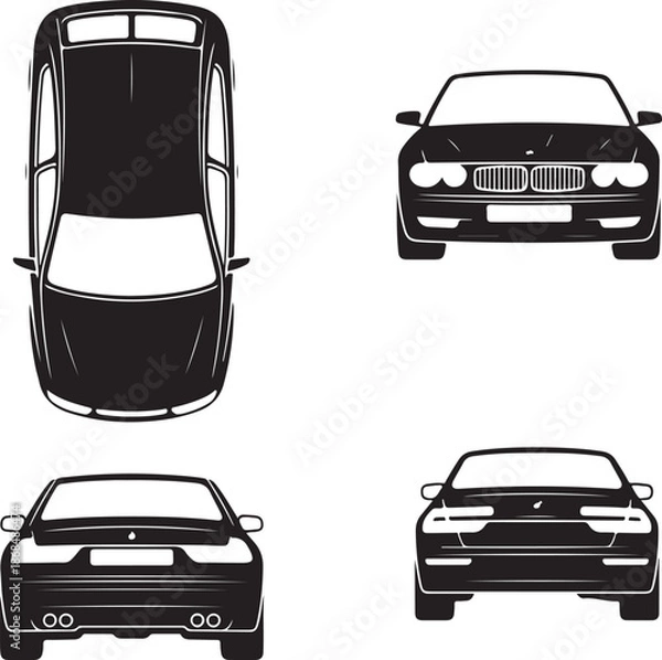 Obraz black car silhouettes from different angles