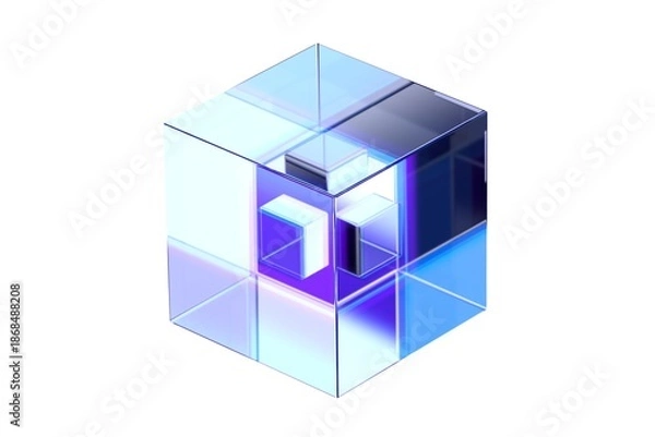 Obraz Abstract glass cube, geometric design, 3d render