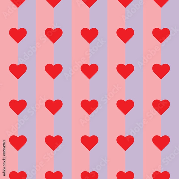 Obraz Red hearts and stripes seamless pattern vector