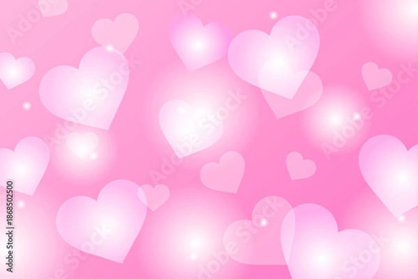 Obraz ピンク背景に白いハートが浮かぶバレンタイン向け可愛いイラスト