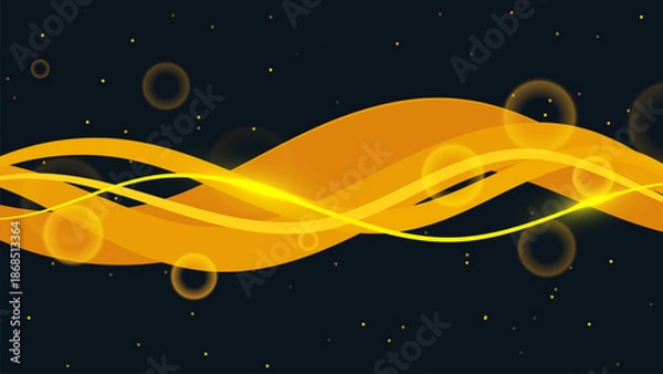 Obraz Abstract Yellow wavy Background with Cosmic Elements and Copy Space