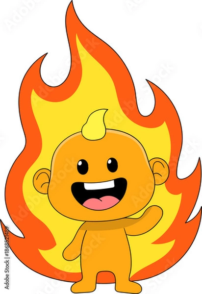 Obraz Cute Fire Cartoon Character With Funny Expression