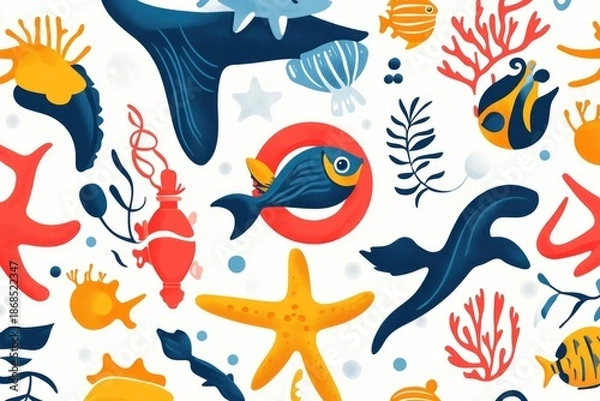 Fototapeta Nautical ornament repeat background design