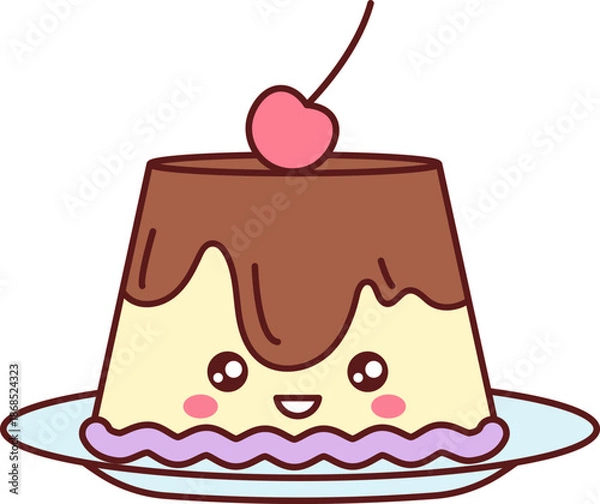 Obraz Pudding With Cherry Kawaii