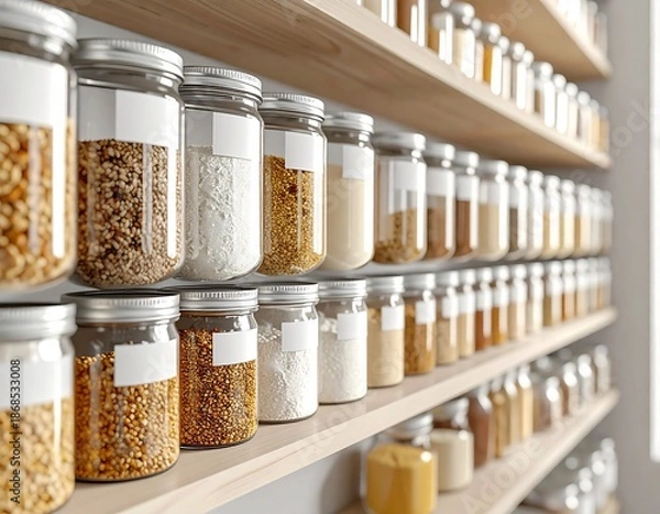 Obraz Organized Pantry Jars (Blank Labels)