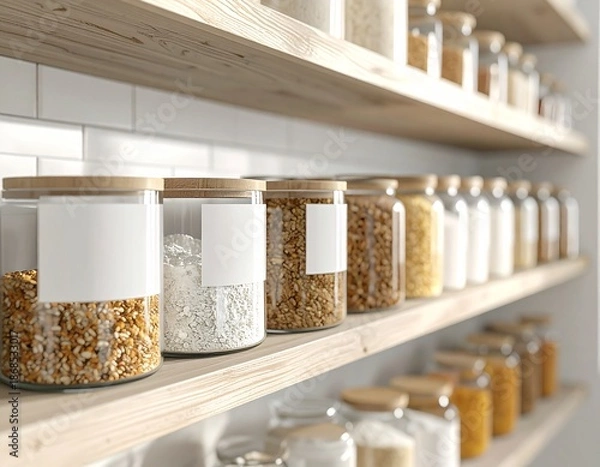 Obraz Organized Pantry Jars (Blank Labels)
