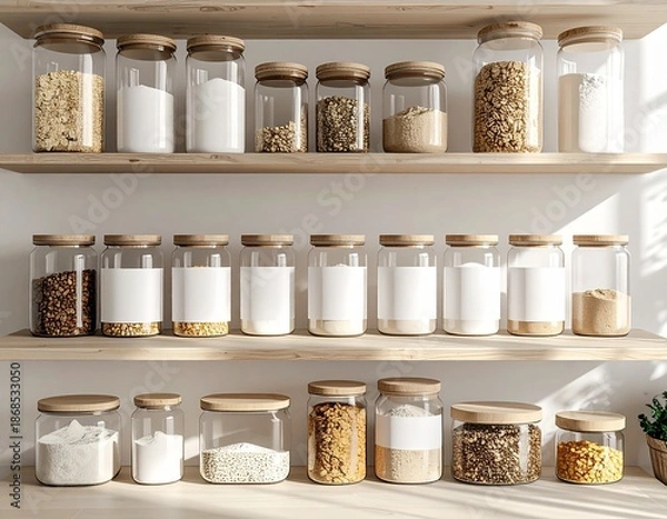Obraz Organized Pantry Jars (Blank Labels)