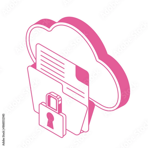 Obraz cloud storage security isometric illustration