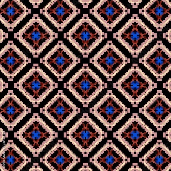 Obraz Dark ethnic ornamental geometric seamless pattern