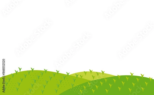 Obraz 草原と山のナチュラルな風景イラスト