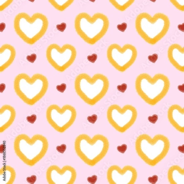 Obraz Cute heart seamless pattern on pink background