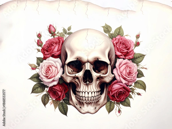 Obraz skull with rose