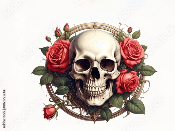 Obraz skull and roses