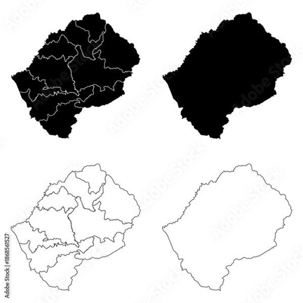 Fototapeta Lesotho Outline and Solid Fill Map Set.