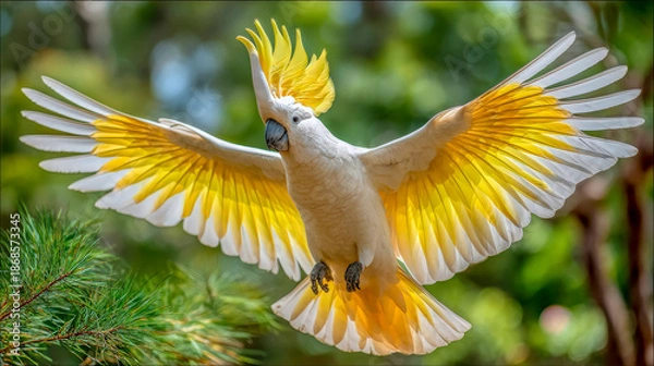 Obraz sulpher crested cocatoo flying