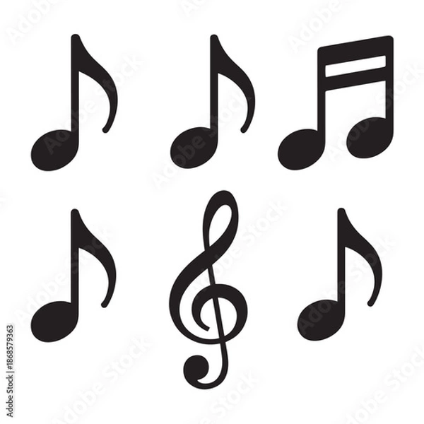 Obraz Music Icon Set Treble Clef Notes