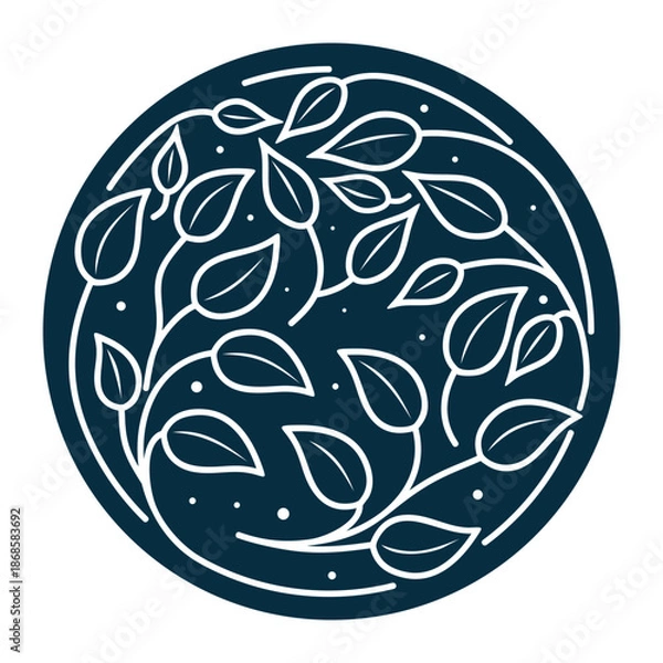 Obraz Navy Blue Botanical Vector Medallion