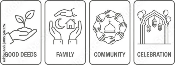 Obraz Ramadan educational flashcards for children vector illustration set