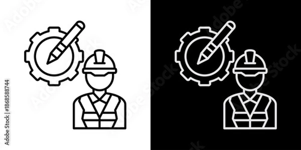 Fototapeta Engineering   White Icon Set Design