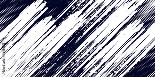 Obraz Abstract halftone dots blue color pattern gradient grunge texture background. element modern