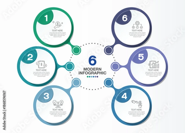 Obraz Infographic 6 steps and icons.