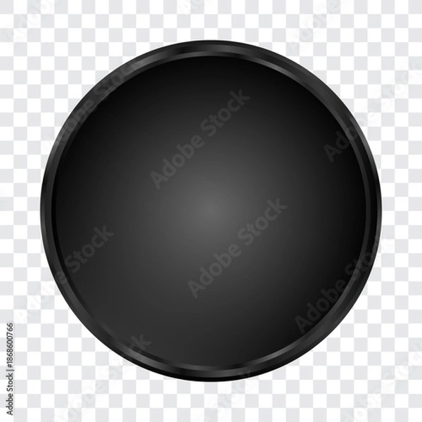 Obraz Black circle with gradient, dark border, vector illustration.