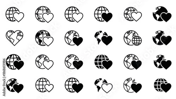 Obraz Global Love: World Connection Icon Set