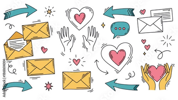 Obraz Hand-Drawn Love and Connection Elements