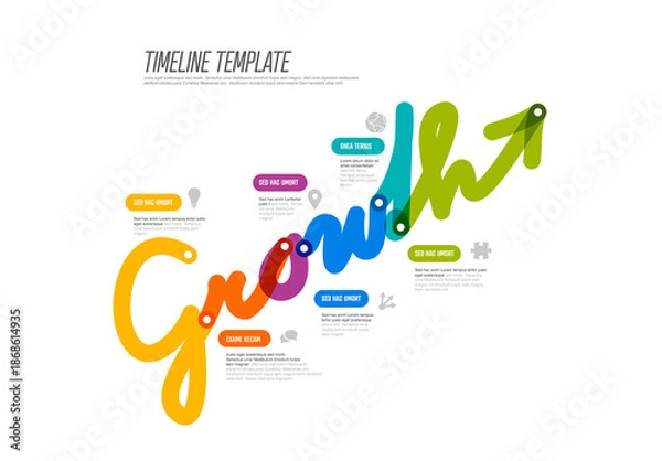 Obraz Colorful Timeline Template with Growth Infographic